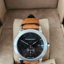 Burberry Watch W/Brown Leather Strap (Preloved)