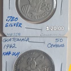 Silver Coins Guatemala See Pics 