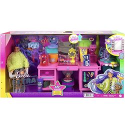 Barbie Extra Fashion Doll and Vanity Playset 