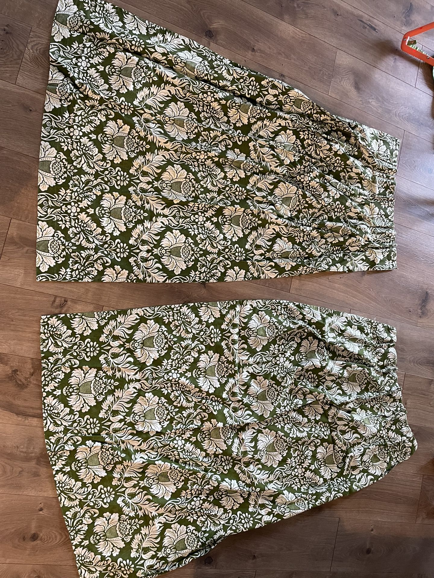 Vintage Curtains Drapery Green Mid Century 