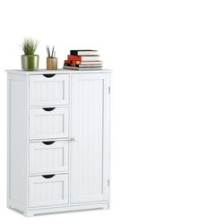 White Cabinet Cupboard Storage With shelves