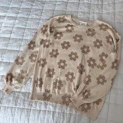 Women’s Beige Groovy Floral Sweater