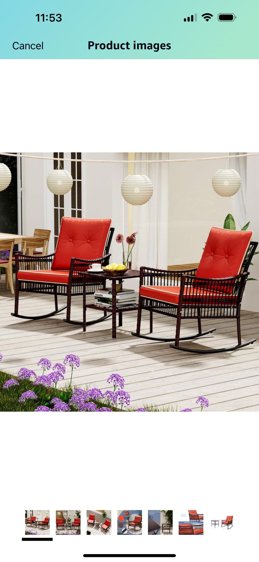 Brand New! 3 PCS Patio Conversation Chair Set with Coffee Table, Rocking Bistro Set, Outdoor Rocking Chairs Set, Wicker Furniture for Porch Deck Garde