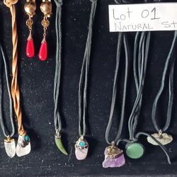 NATURAL STONE PENDANTS  LOT