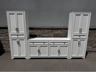 Entertainment tv stand with storage cabinets