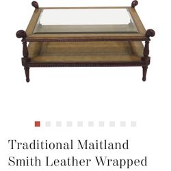 Maitland-Smith Mahogany Leather Wrapped Table