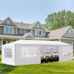 10 x 30 ft Canoppy Tent for Outdoor Celebrations with 6 Window Walls and 2 Zipper Walls 