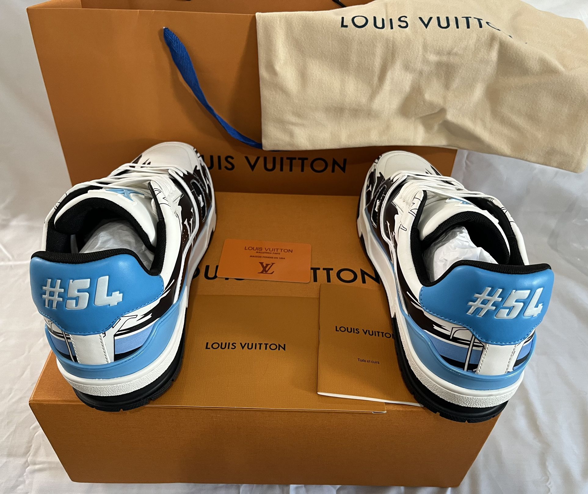 blue and white louis vuitton shoes