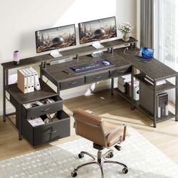 L Shaped Desk with File Drawers