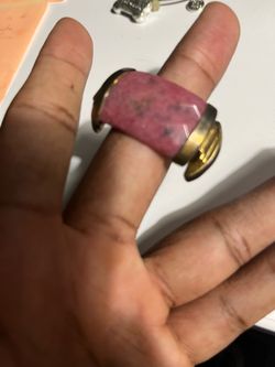 Pink Stone Statement Ring Gold Tone Band