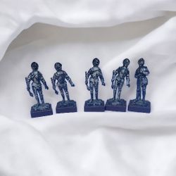 Vintage Small Medieval Knight Figurines - silver colored - Set of 5