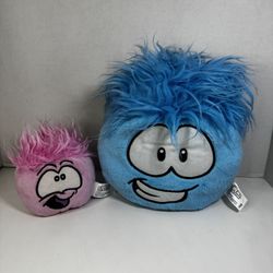 Disney Club Penguin Puffle Lot Of 2 Blue/Pink Plush Soft Toy Jakks Pacific RARE