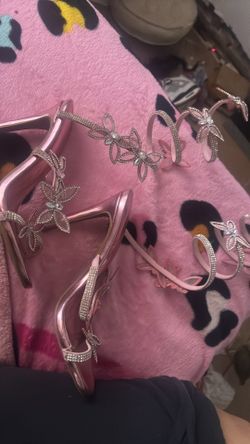 Pink butterfly heels