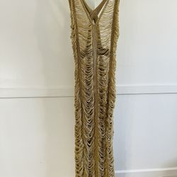 High Neck String Knit Gold Dress Shein 