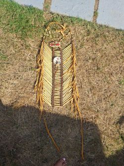 Native American Style Bone Breastplate with Fringe