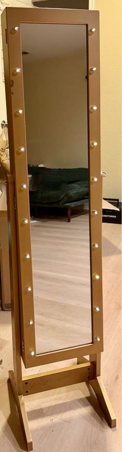 Standing Jewelry Armoire – Velvet Interior, Built‐In Lights, Adjustable Angle!