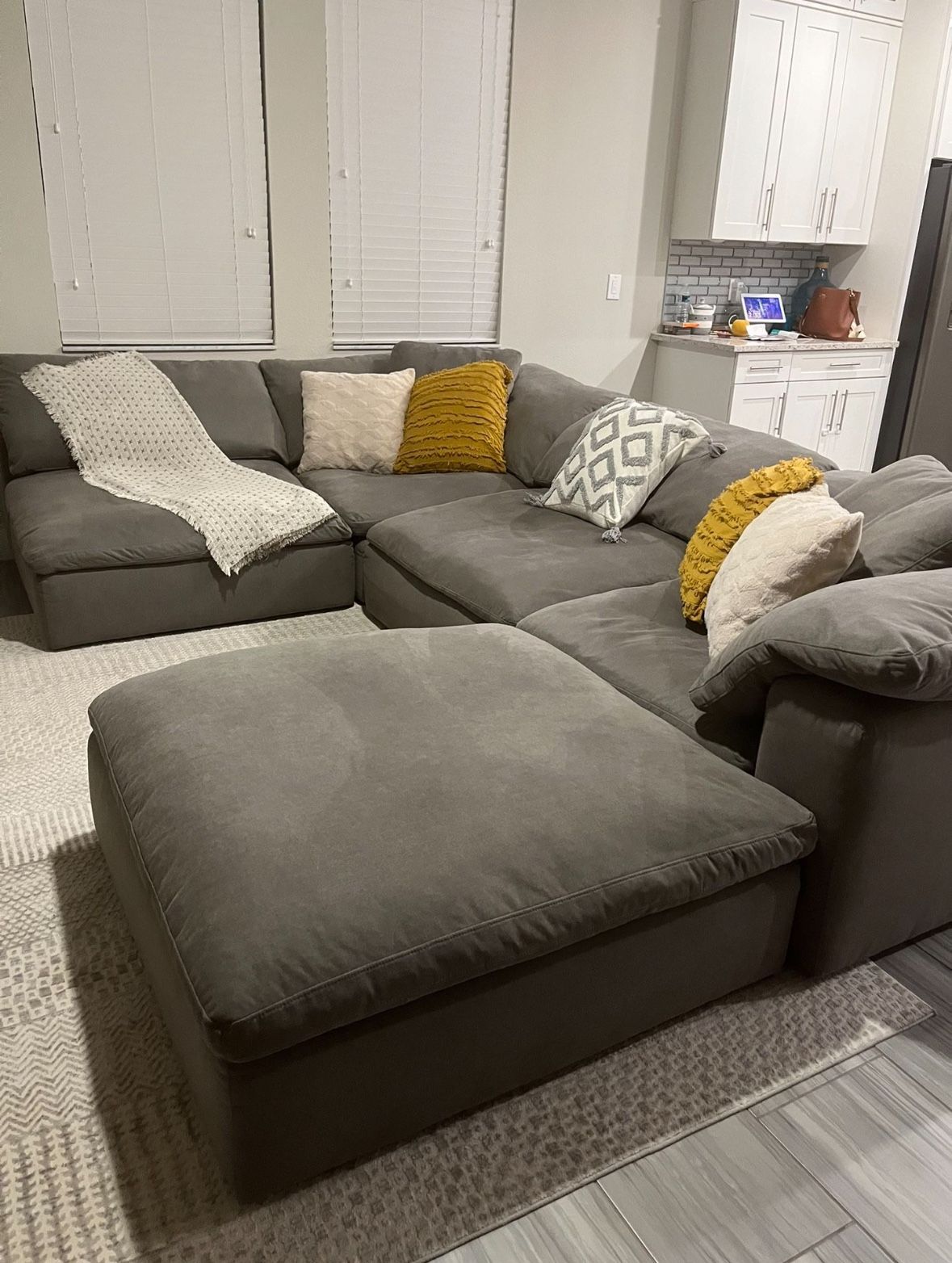 Grey Feather Down Couch Sectional