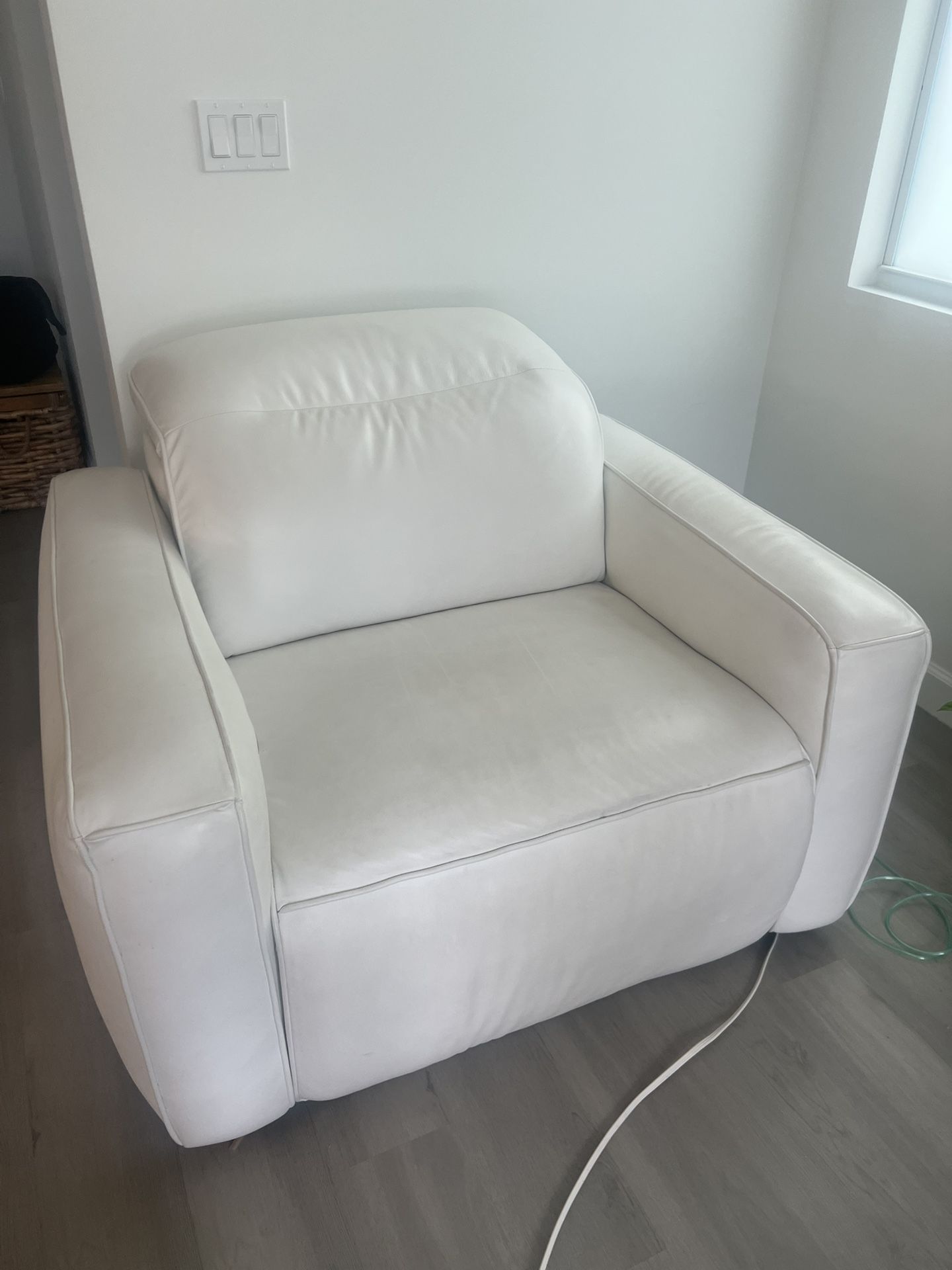 White Leather Power recliner