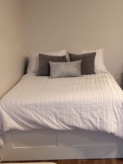 White Platform Bed Frame with Storage (Full)  IKEA
