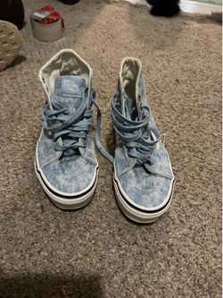 Vans High-Top Denim Blue & White Sneakers – Gently Used (Like New)