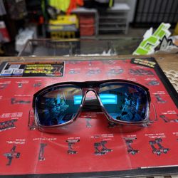 BOMBER Clutch Clear And Black W/ Blue Mirror Lens Safety Glasses