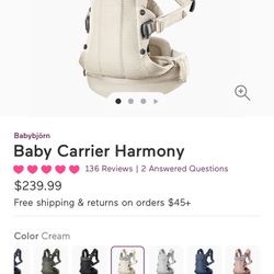 Baby Carrier harmony By Babybjorn (New)