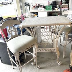 Wine Rack Table & 3 Matching Chairs
