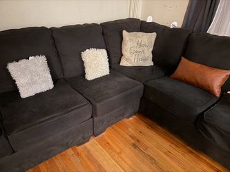 Black sectional couch.