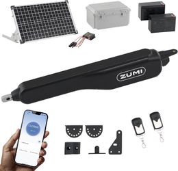 ZUMI Automatic Solar Gate Opener, Smart App Control Swing Gate Opener for Gates up to 900lb 20ft with Remote Control