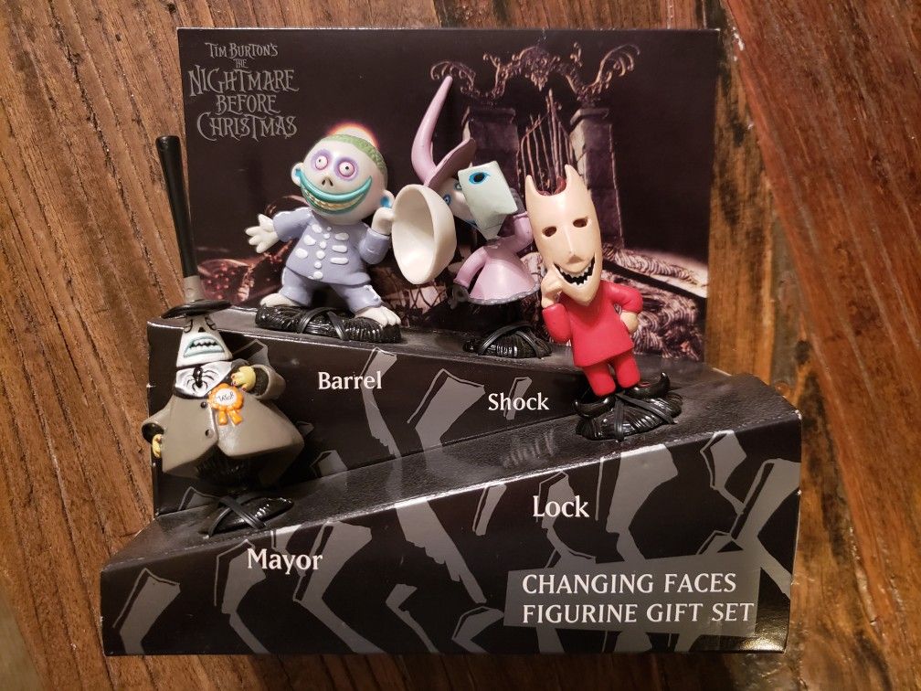 Nightmare Before Christmas Changing Faces Figurine Gift Set Mayor, Lock, Shock & Barrel