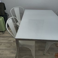 Frosted White Chrome Dining Set 