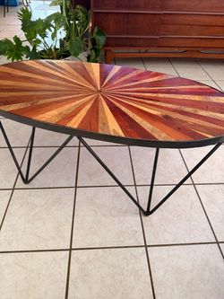 Starburst Wood Inlay Coffee Table