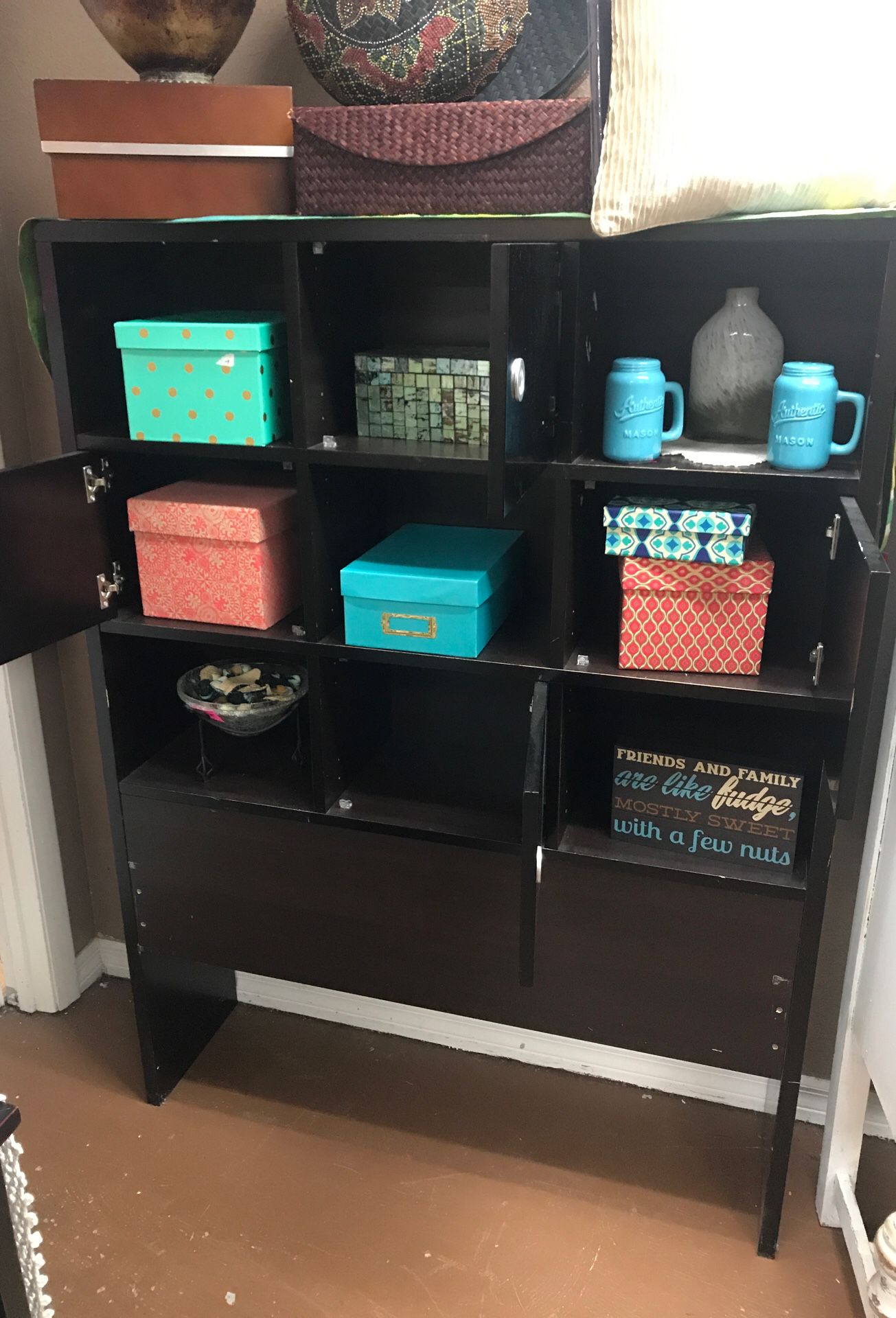 Cubbie cabinet brown shelf