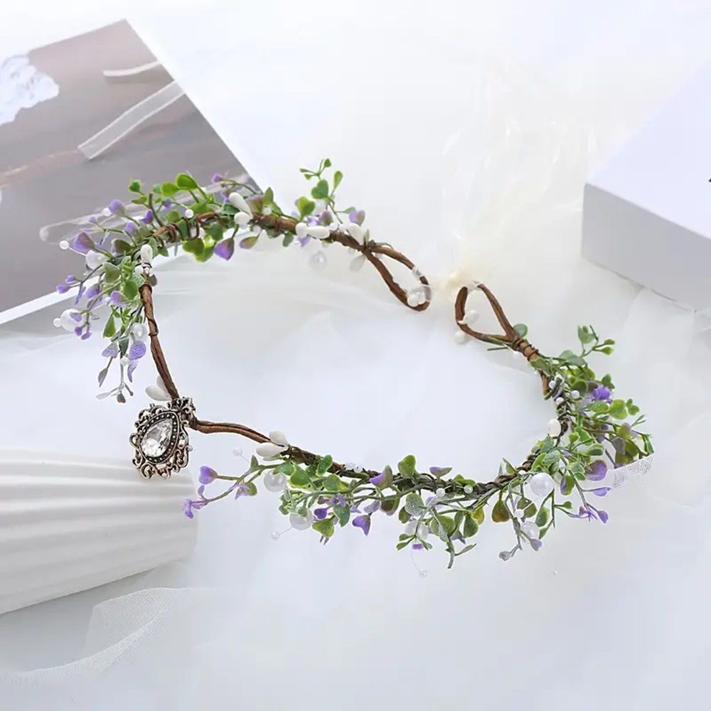 Elven crown, fairy tiara, dainty twig headband, green white fairy crown, crystal elven circlet, leaf floral crown, elf headpiece