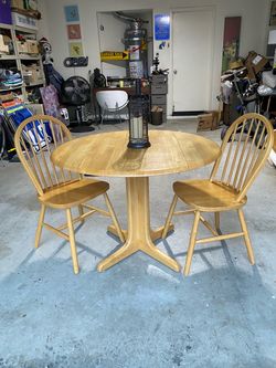 3-Piece Wood Drop-Leaf Dining Set - Table & 2 Chairs Furniture