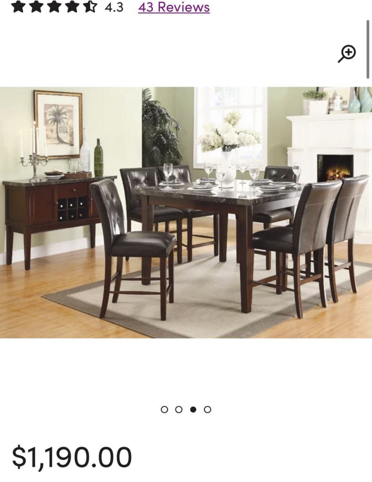 BEAUTIFUL MARBLE DINING TABLE WITH 6X CHAIRS