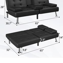 PU Leather Sofa Futon