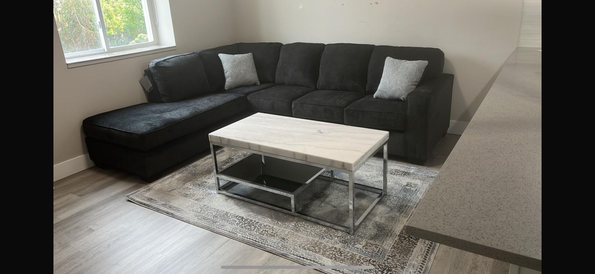 Sectional L-Shaped With Marble Table