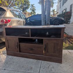 Free Brown Wood TV Stand With Storage - Free/Curb Alert
