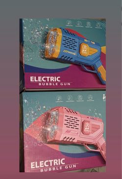 2 Pack electric Bubble Guns LED Rocket Blaster Machine Toys PINK & Blue new