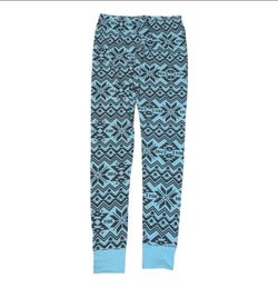 Victoria's Secret PINK Blue Black Fair Isle Nordic Geometric Snowflake Thermal Leggings Long Johns Long Janes Women's S/P