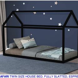 Twin house bed. Available in espresso,  grey & white. Assembly required.  Assembly not included. Tax included.  Free local delivery. 

Bed only-$175
B