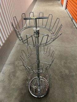 Chrome Rotating Shoe Display Rack