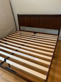 Queen bed frame wood headboard