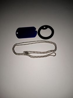 Blue Dog Tag (Metal) With Chain & Silencer