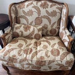 Exceptional, custom-built vintage French Provincial "Bergère en Marquise" accent chair.