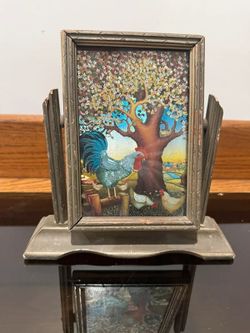 Vintage Rustic Wooden Swivel Picture Frame Farmhouse Decor