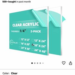18”x24” Clear Acrylic Sheets - 2 pack