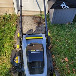 20in. 40v Ryobi Lawn Mower, Trimmer, Batteries, Charger