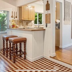 Rustic Leather Barstools